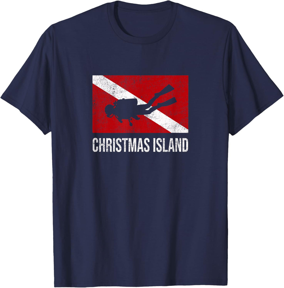 Christmas Island Scuba Diving Diver Dive Flag Gift T-Shirt - Navy Blue