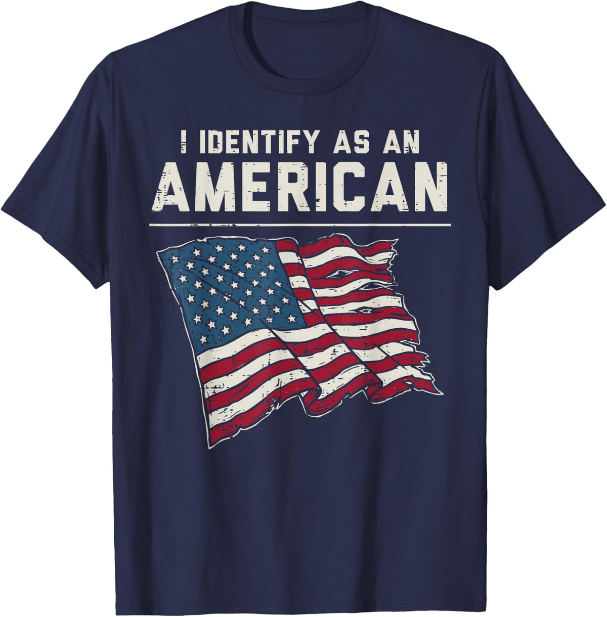 I Identify As an American US Flag 4th of July Men Women Kids T-Shirt - Navy Blue