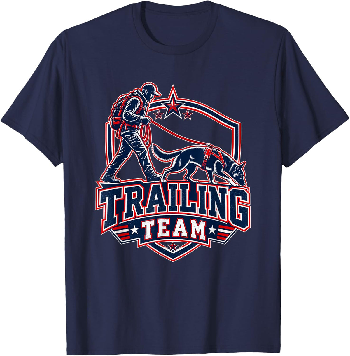 Trailing Team Mantrailing Dog Bloodhound Handler Shirt T-Shirt - Navy Blue