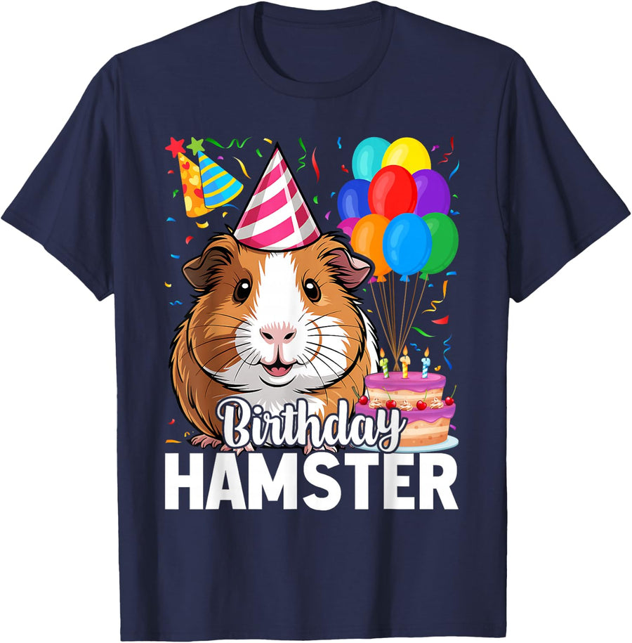 Hamster Birthday Party Birthday Hamster T-Shirt - Navy Blue