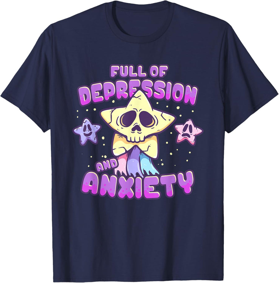 Mental Health Awareness Shirt Full of Depression and Anxiety T-Shirt - Navy Blue
