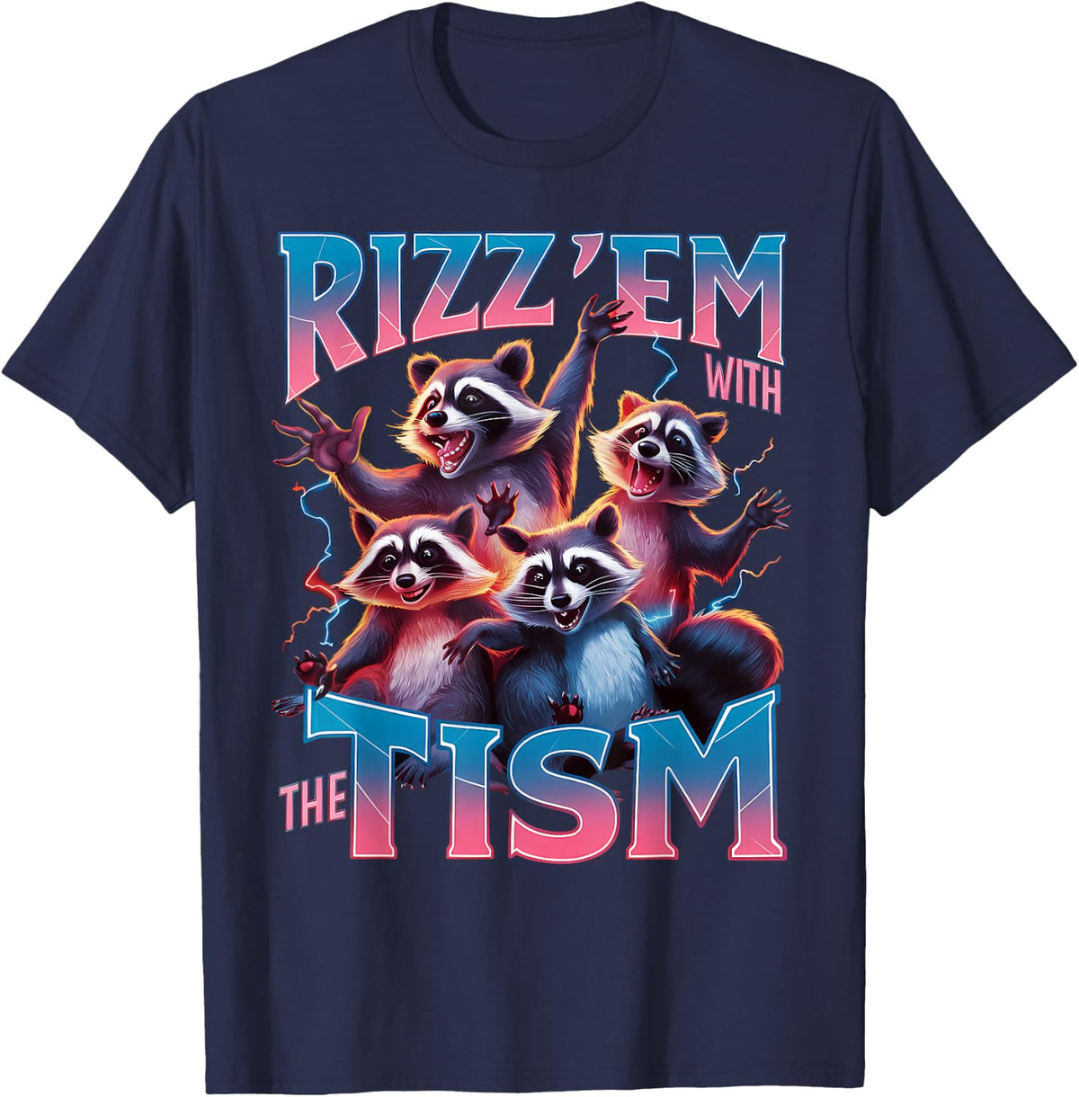 Autism Rizz Em With The Tism Funny Meme Mens Women Autism T-Shirt - Navy Blue