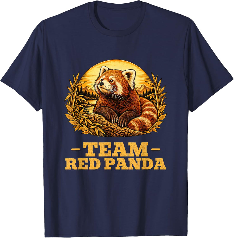 Team Red Panda Vintage Wildlife Retro Animal Lover T-Shirt - Navy Blue
