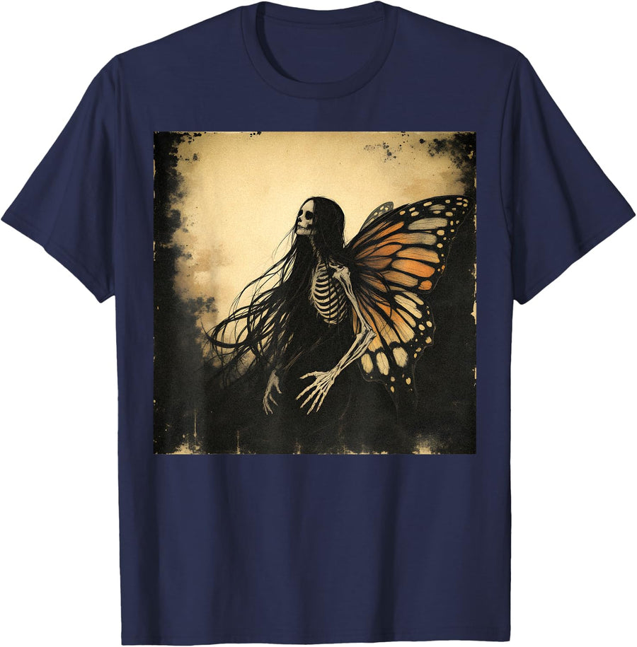 Ethereal Fairy Gothic Dark Art Aesthetic Grunge Horror T-Shirt - Navy Blue