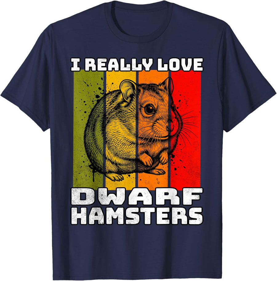 Dwarf Hamster Retro Dwarf Hamster T-Shirt - Navy Blue
