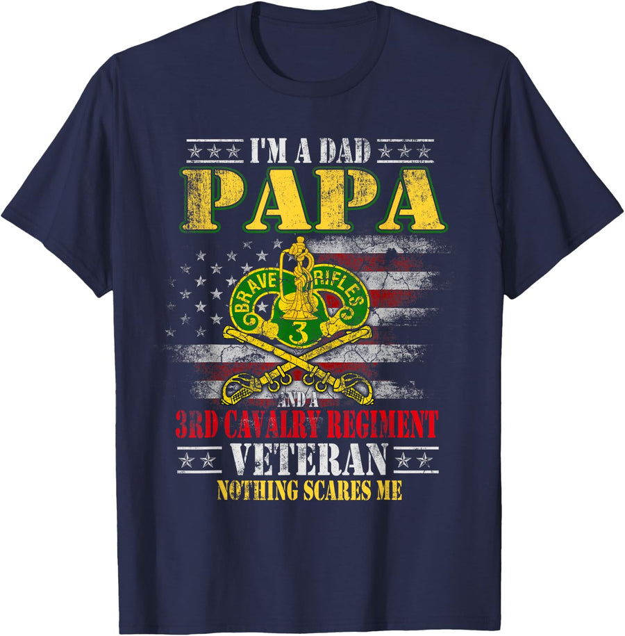 I'm A Dad Papa 3rd Armored Cavalry Regiment Veteran Grandpa T-Shirt - Navy Blue