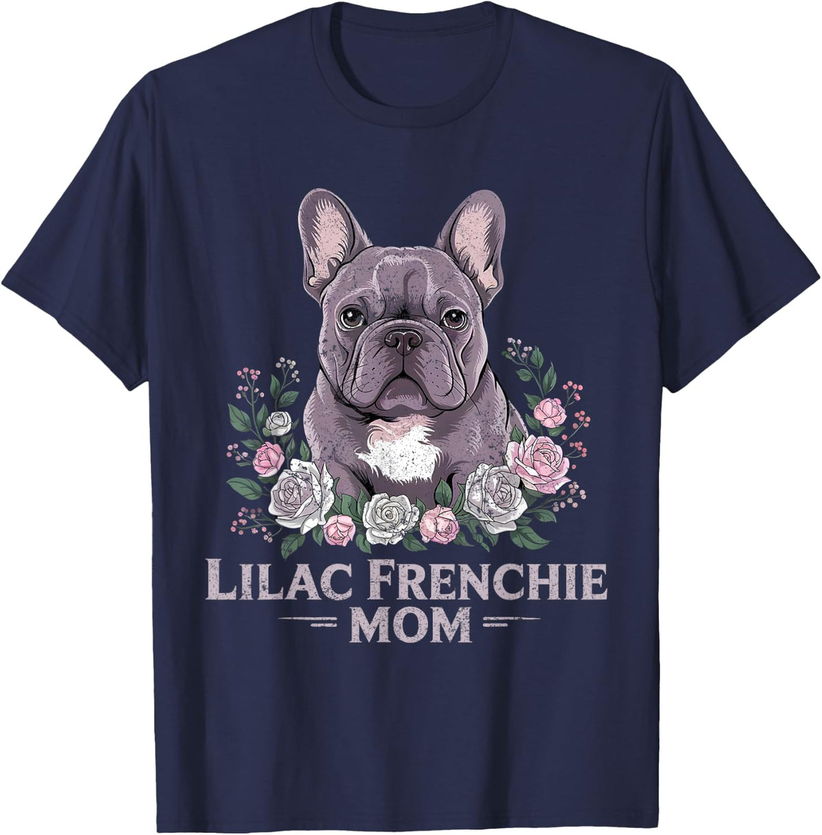 Women Lilac Frenchie Mom French Bulldog Mama Dog Lover Gift T-Shirt - Navy Blue