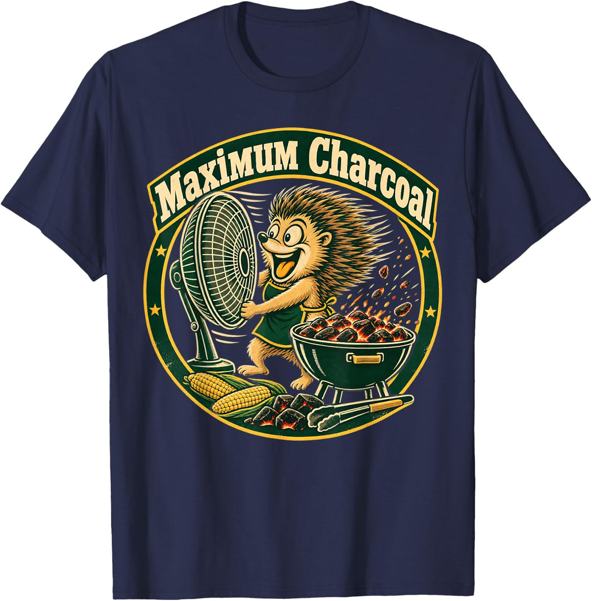 Charcoal Grill Hedgehog Maximum Charcoal T-Shirt - Navy Blue