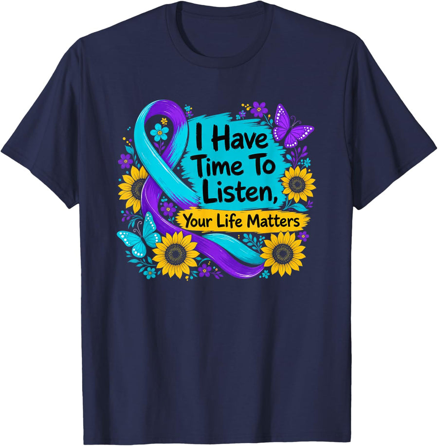 Suicide Prevention Awareness Your Life Matters T-Shirt - Navy Blue