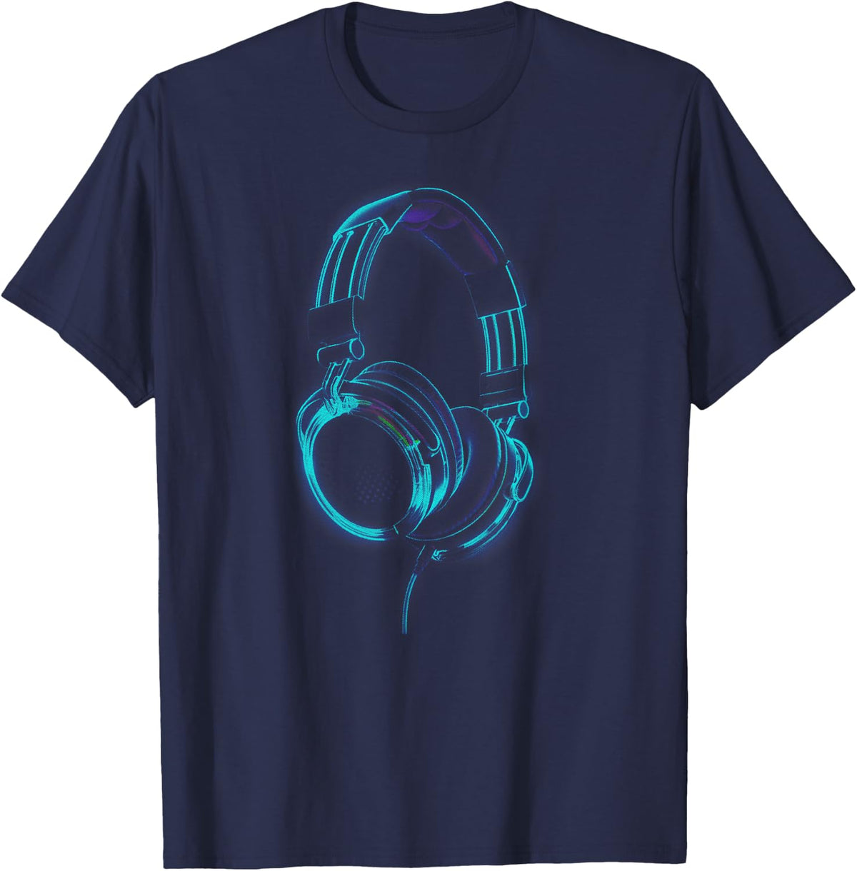 Headphones Music DJ Hip Hop Audio T-Shirt - Navy Blue