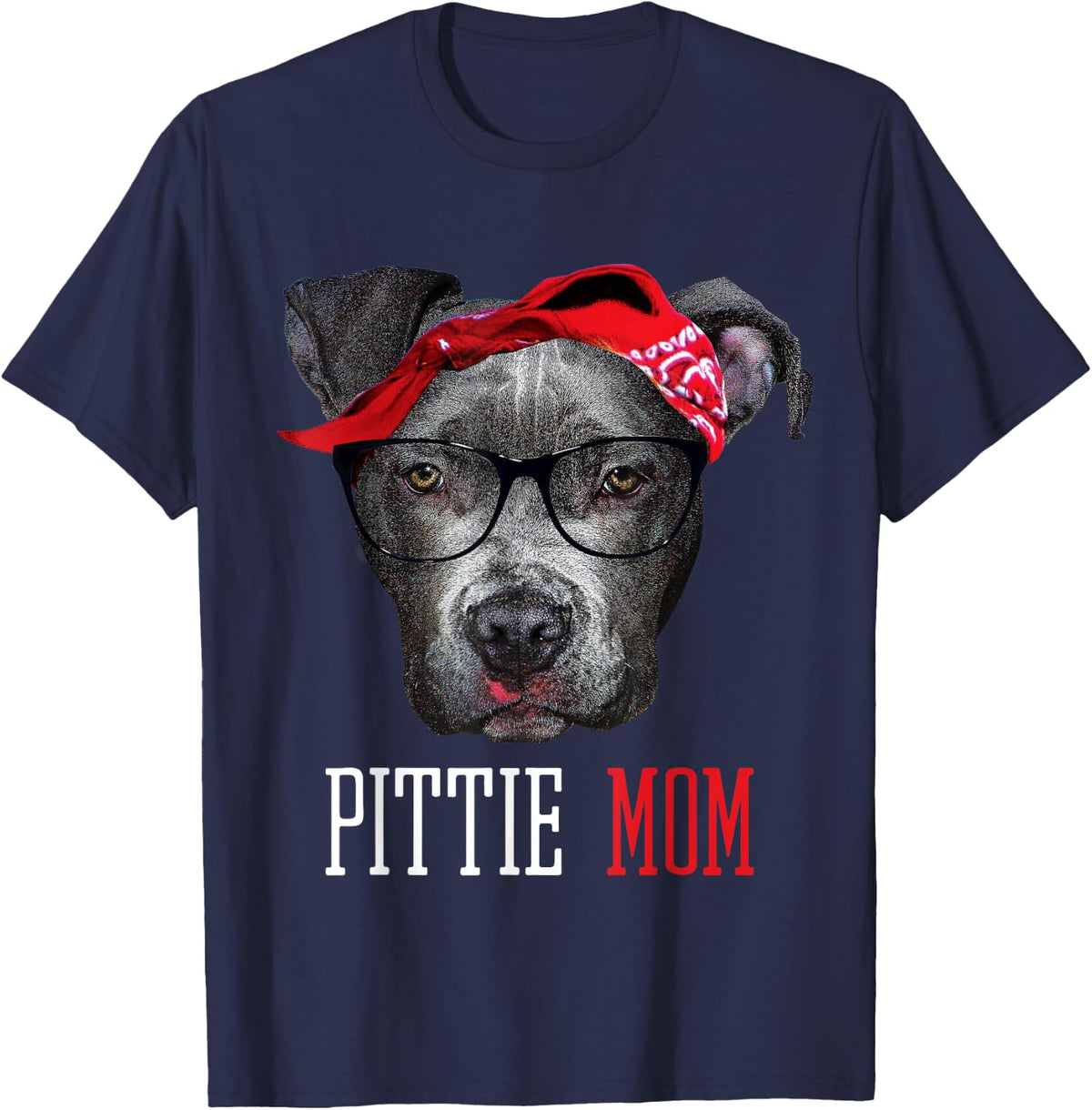 Pittie Mom Pitbull Dog Lovers T-Shirt Women T-Shirt - Navy Blue