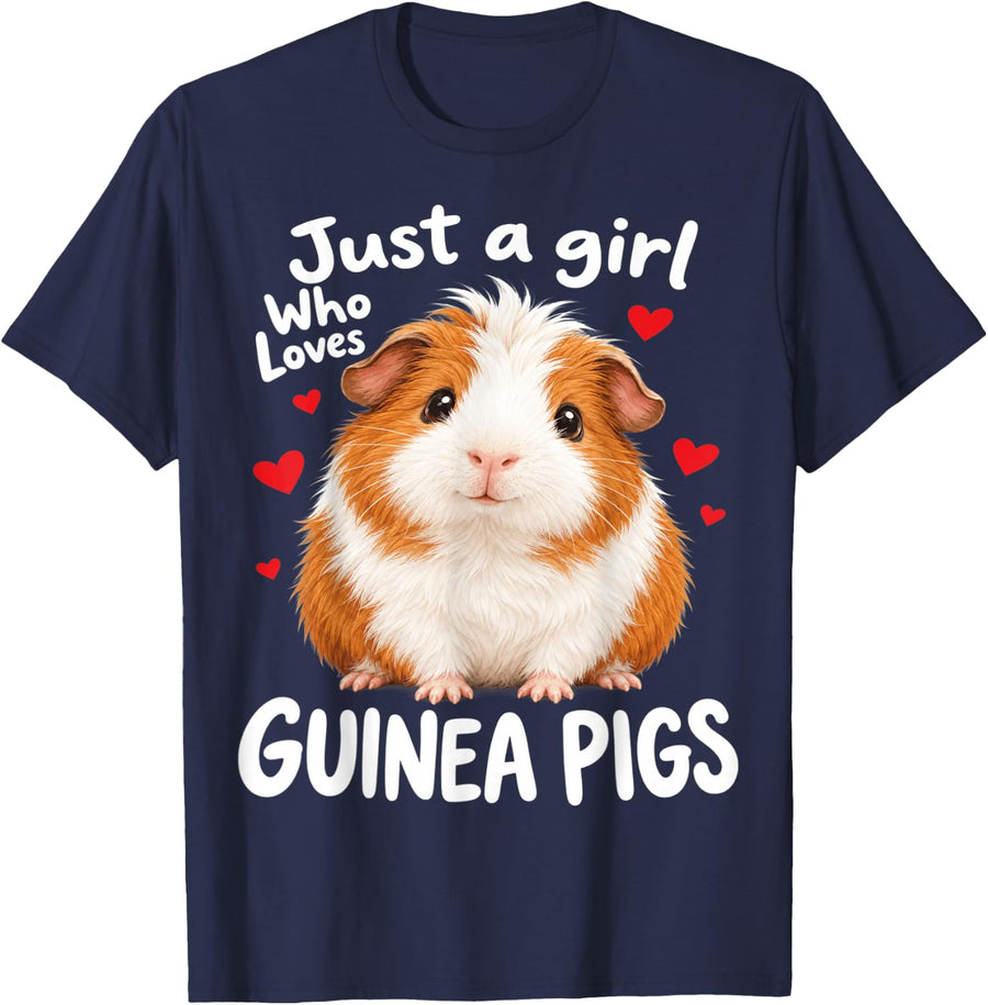 Just a Girl Who Loves Guinea Pigs Cute T-Shirt - Navy Blue