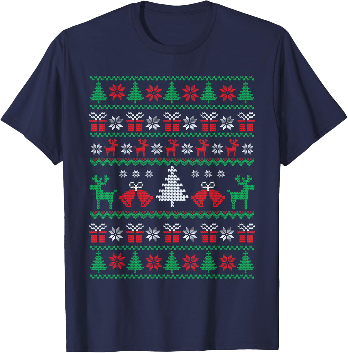 Christmas Holiday Ugly Sweater Tee Xmas St. Nicholas Day T-Shirt - Navy Blue