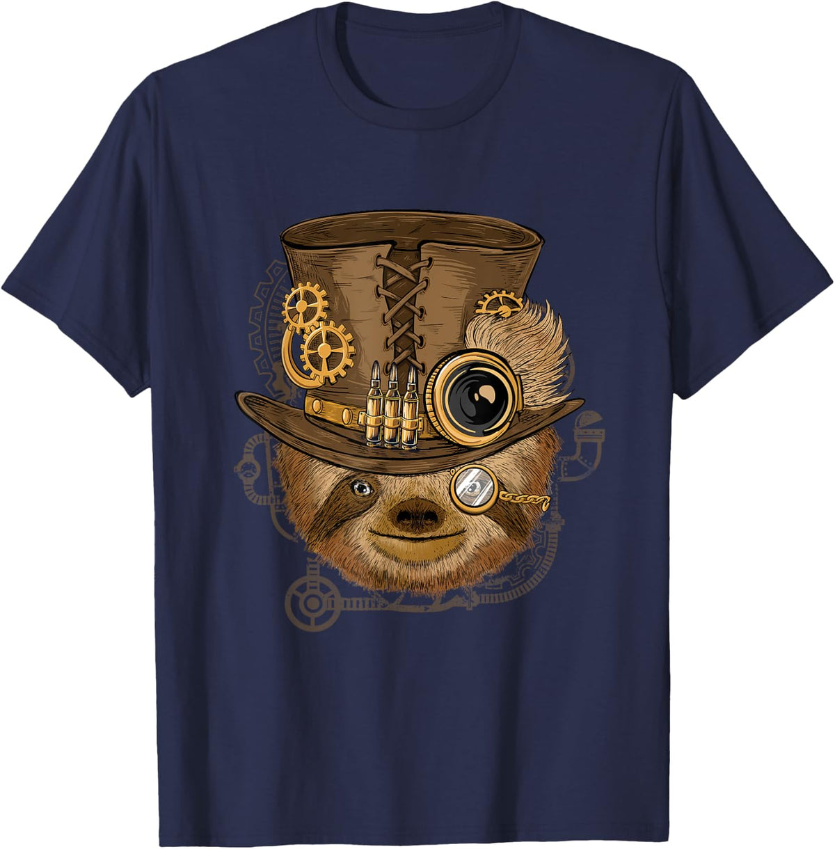 Steampunk Sloth - Zookeeper Zoo Animal Nature Forest Lover T-Shirt - Navy Blue
