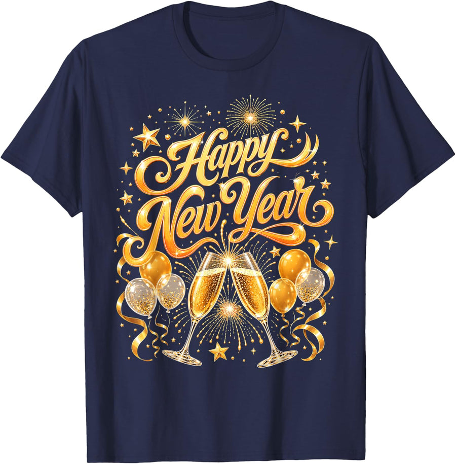 Happy New Year Party 2027 Funny Balloon Family Matching T-Shirt - Navy Blue