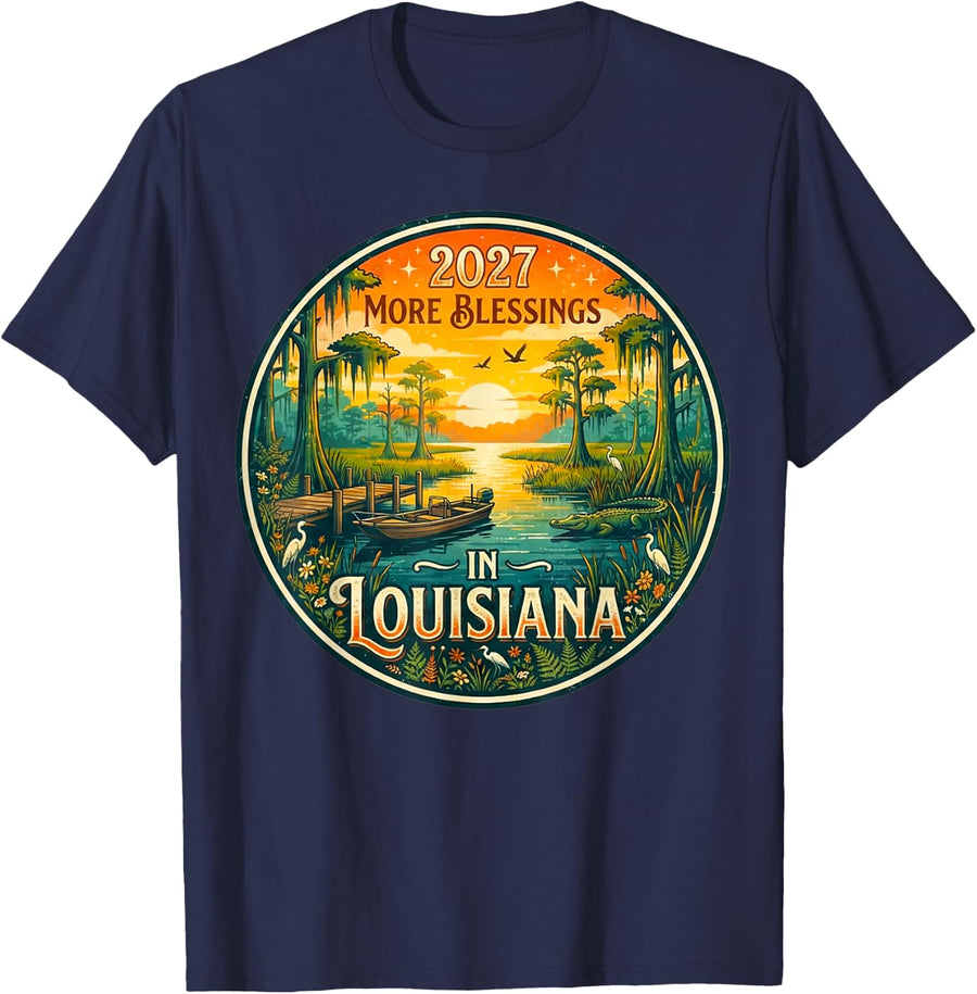 Louisiana 2027 New Year Family Gathering Reunion Blessings T-Shirt - Navy Blue