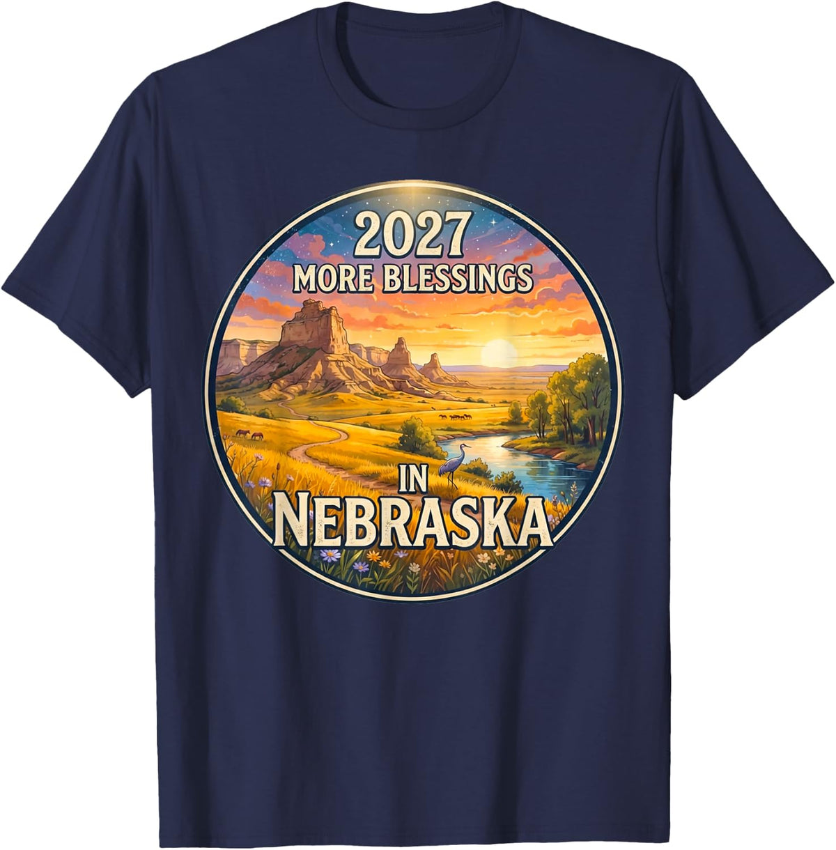 Nebraska 2027 New Year Family Gathering Reunion Blessings T-Shirt - Navy Blue