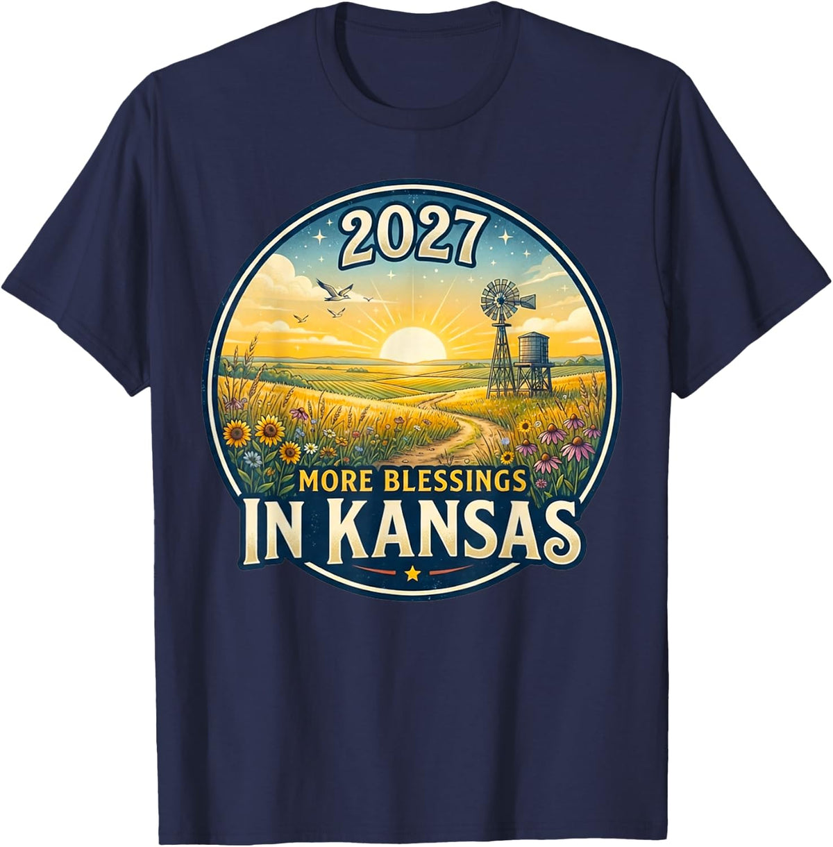 Kansas 2027 New Year Family Gathering Reunion Blessings T-Shirt - Navy Blue