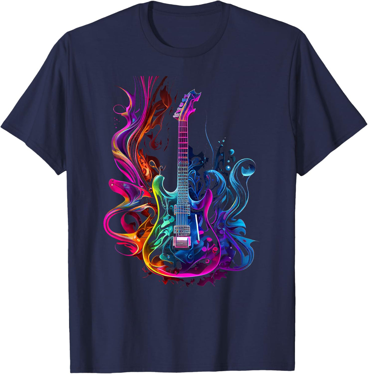 Guitar musician electric guitars player gifts Unisex-Adults Black Short Sleeve T-Shirt Small - Navy Blue