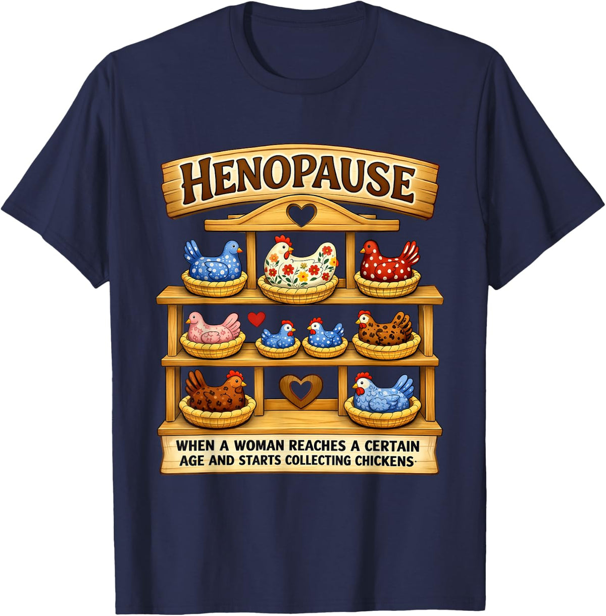 Hen in Nest T-Shirt - Navy Blue