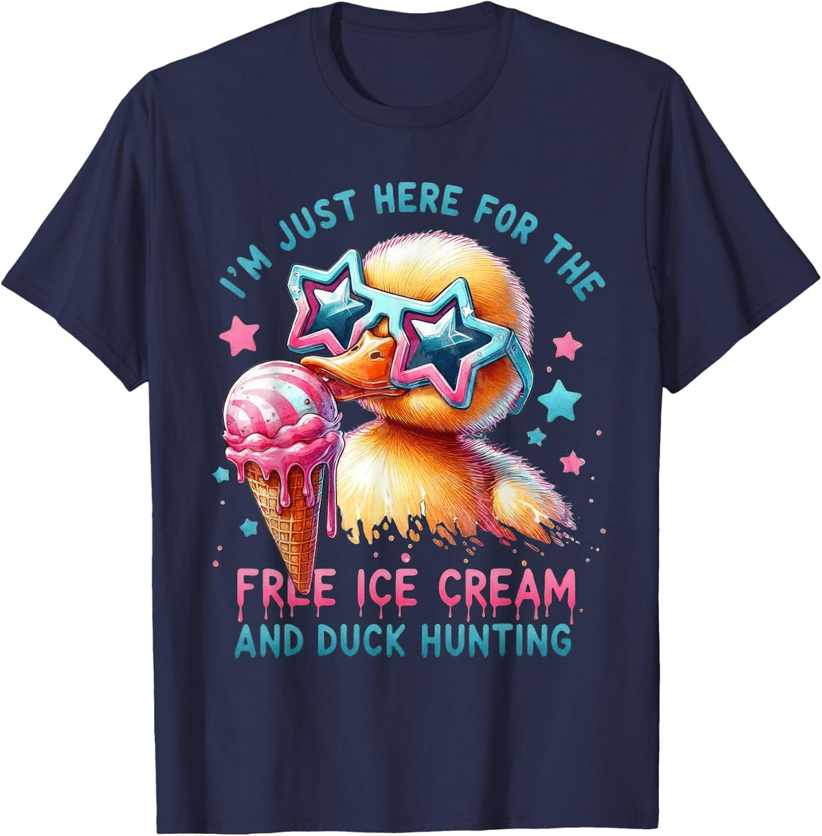 Funny Cruise Duck Ice Cream Humor Vacation T-Shirt - Navy Blue