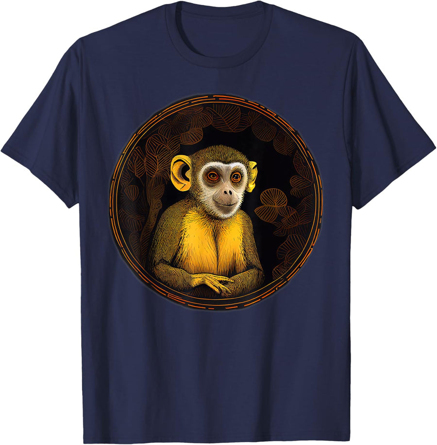 Squirrel Monkey Animal Lover Wildlife Squirrel Monkeys T-Shirt - Navy Blue
