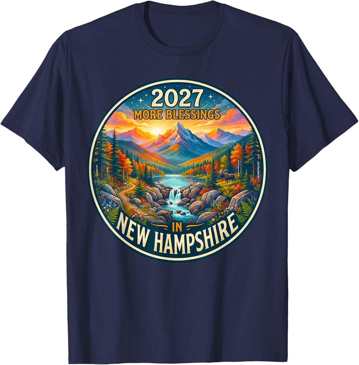 New Hampshire 2027 New Year Family Gathering Reunion Bless T-Shirt - Navy Blue