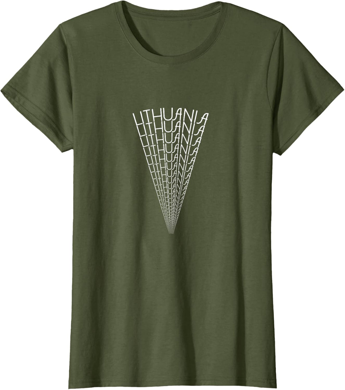 Lithuania Spotlight Word Art - Unique Lithuanian Souvenir T-Shirt - Olive Green