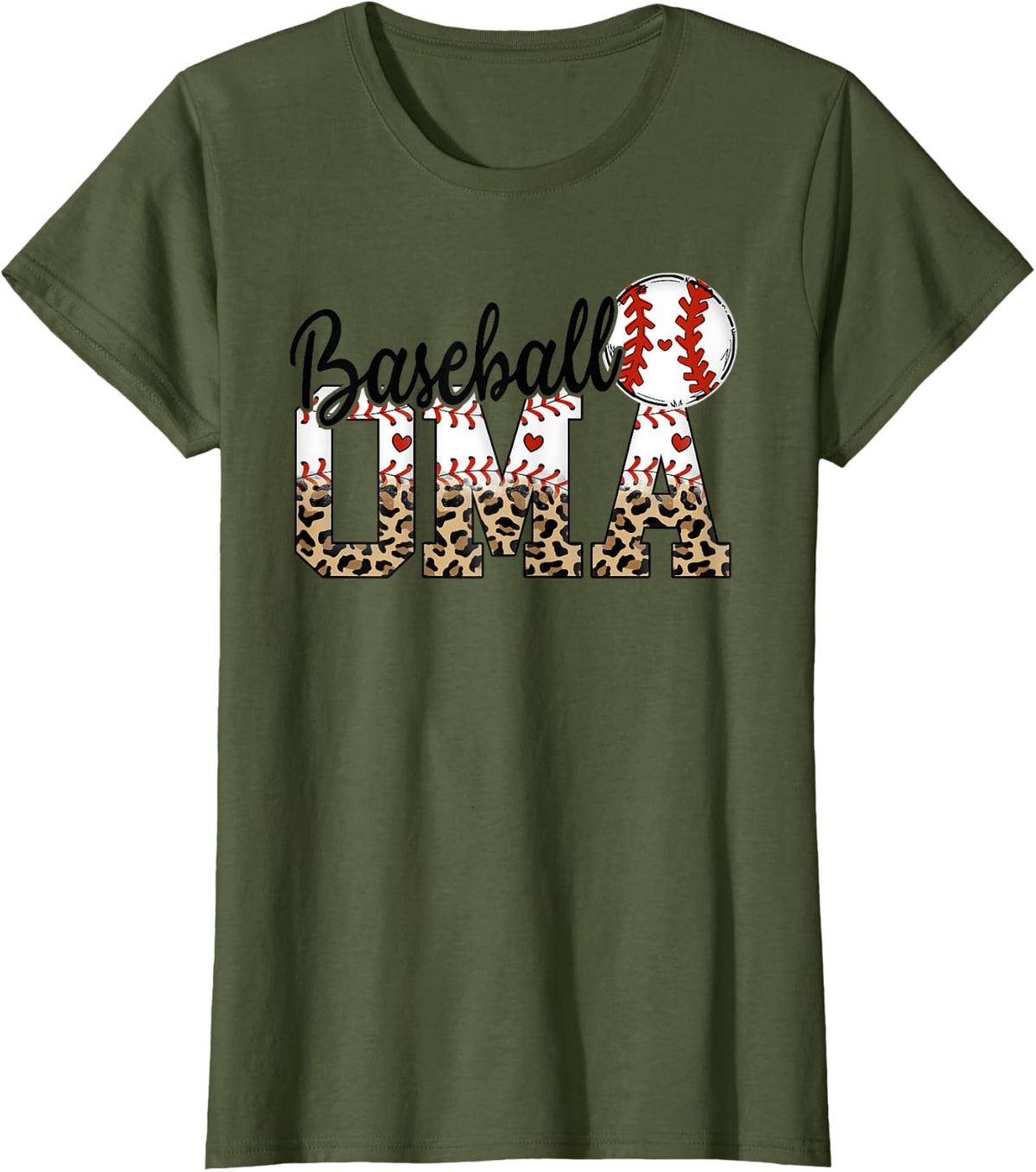 Baseball Oma Women BallPark Oma Baseball Mom Mother's Day T-Shirt - Olive Green