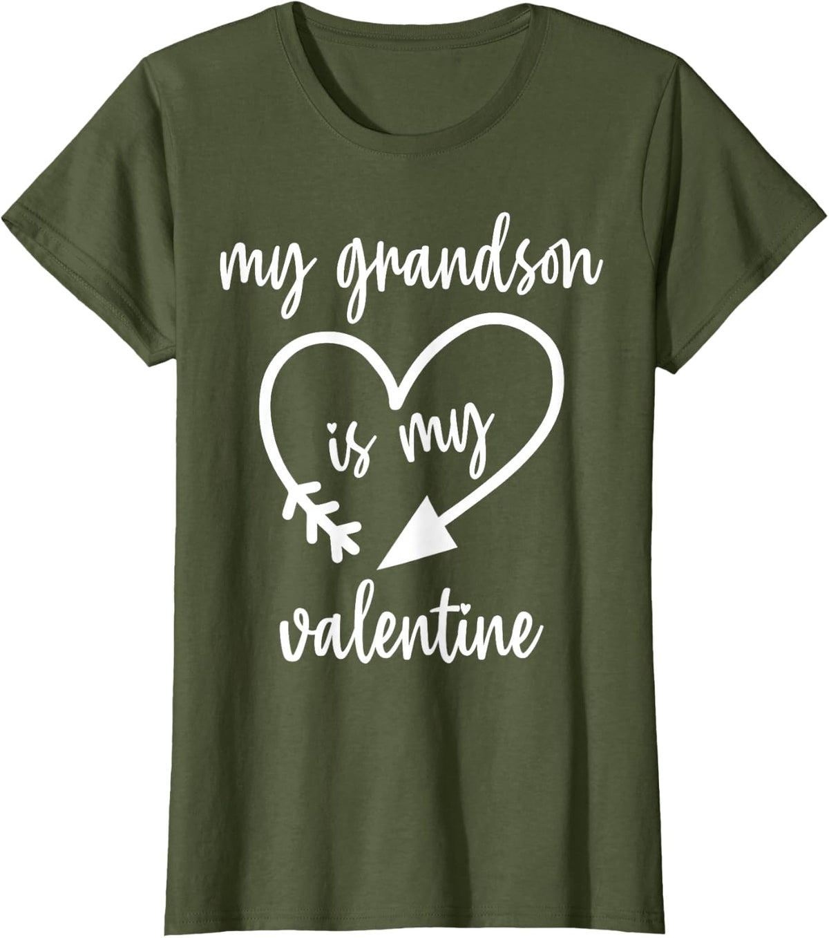 My Grandson is My Valentine Cute Valentines Day T-Shirt - Olive Green