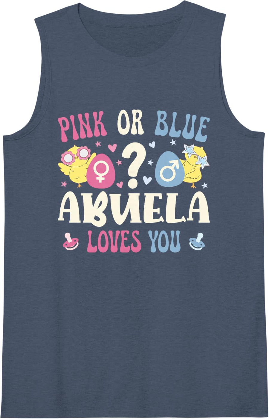 Women's Pink Or Blue Abuela Loves You Gender Reveal Party Grandma Sleeveless Tank Top - Navy Blue