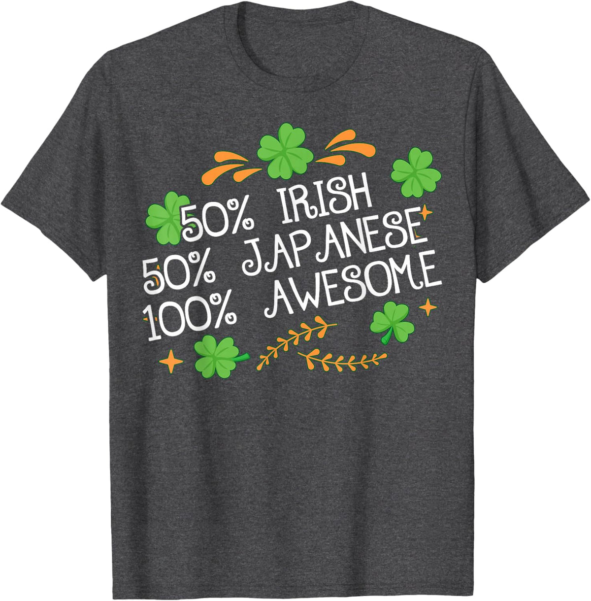 50% Irish 50% Japanese Awesome Half Irish Half Japanese T-Shirt - Dark Heather Grey