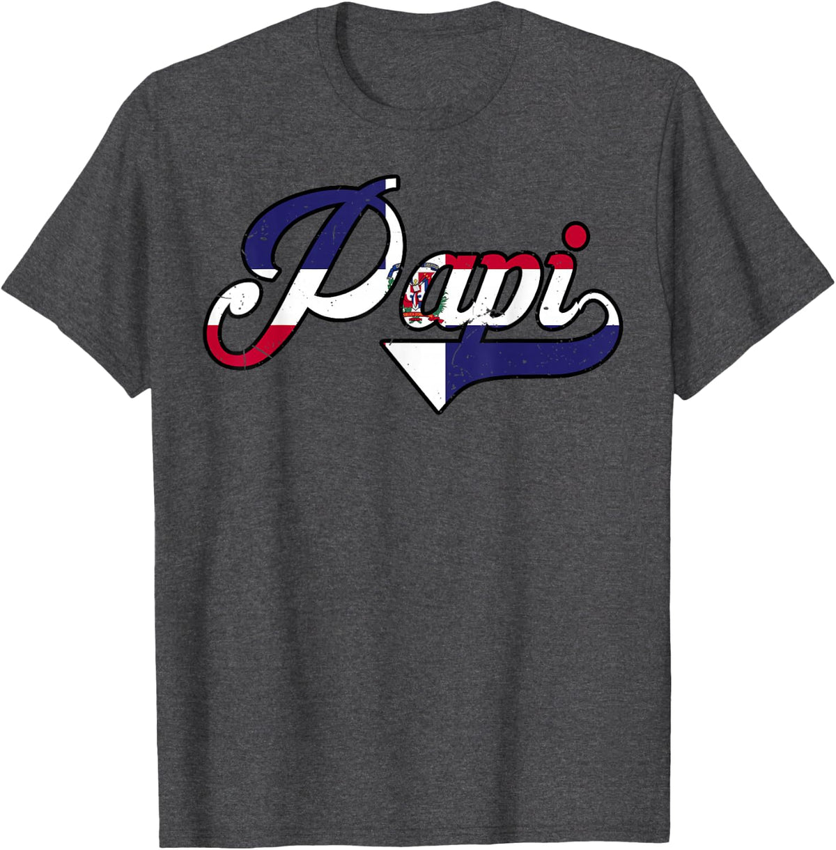 Papi Dominican Republic Flag Dad Hispanic Heritage Month Men T-Shirt - Dark Heather Grey