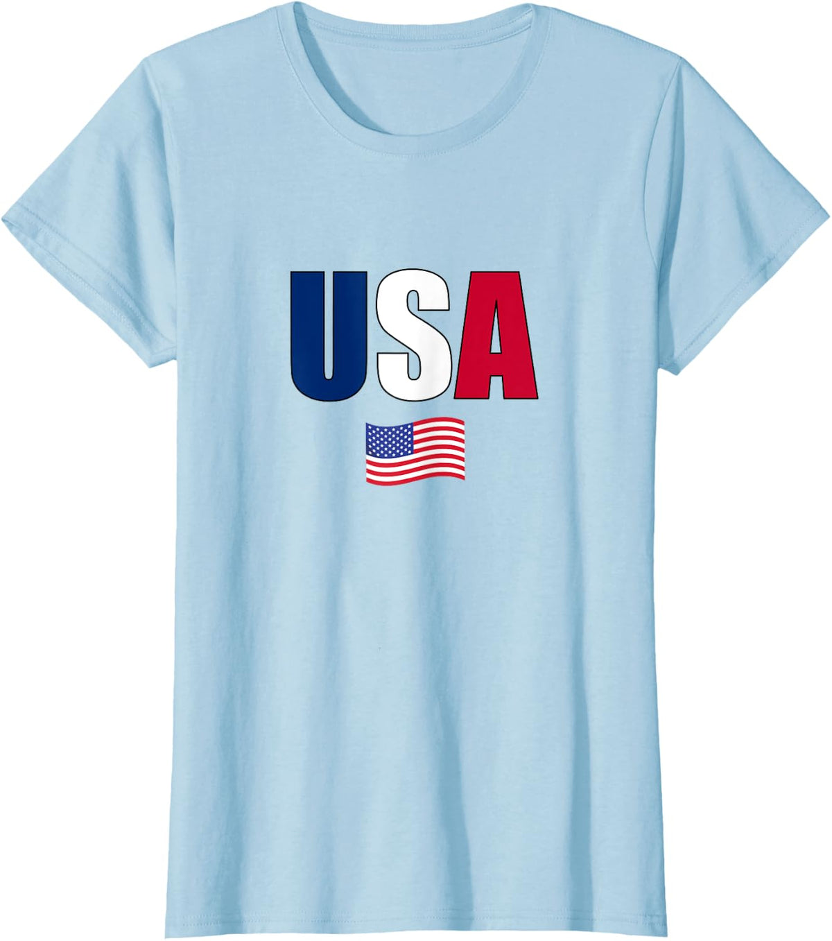 4th of July USA Flag T-Shirt - Baby Blue