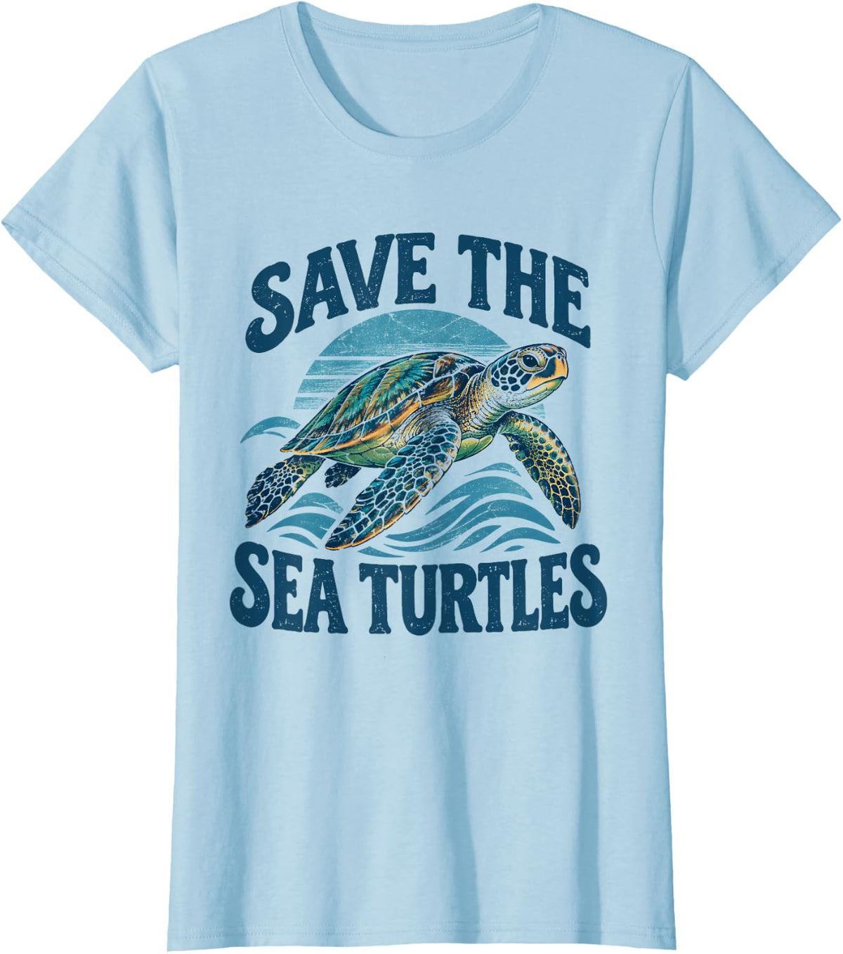 Save The Sea Turtles Ocean Conservation T-Shirt - Baby Blue