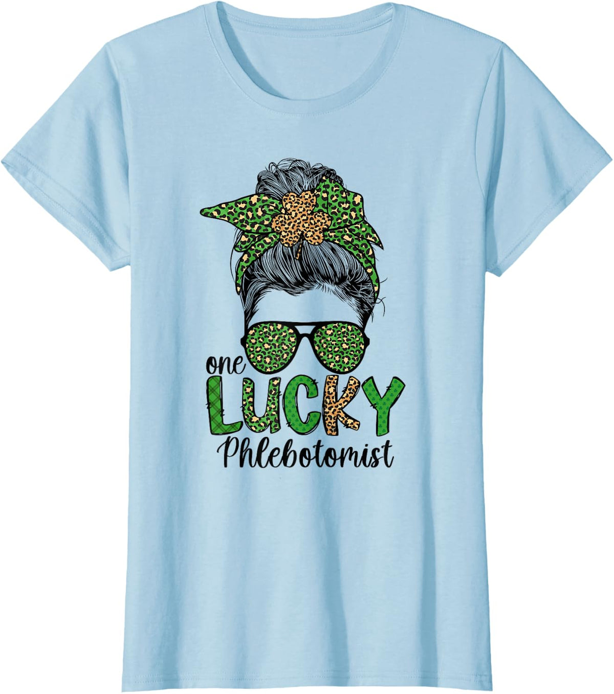 Lucky Phlebotomist St. Patrick's Day Phlebotomy T-Shirt - Baby Blue
