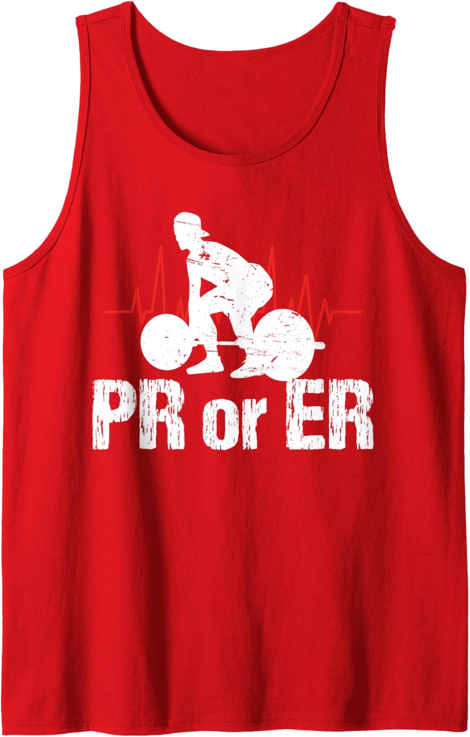 PR Or ER Funny Weightlifting Bodybuilding Apparel Vintage Tank Top - Red