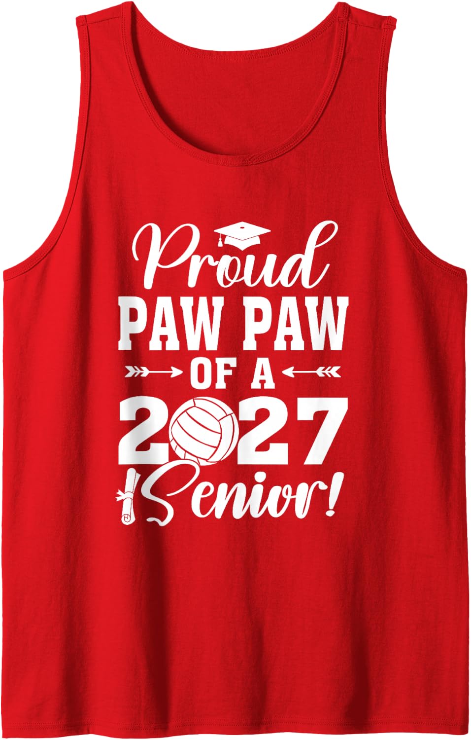 Proud Paw Paw of A Volleyball Senior 2027 Graduate Tank Top - Red