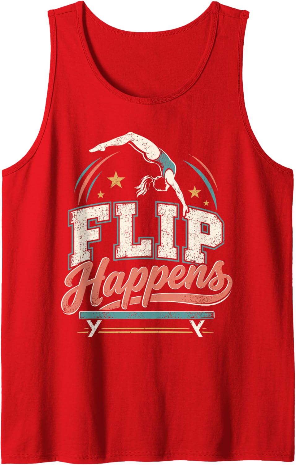 Cute Gymnast Flip Happens Gymnastics Sleeveless Tank Top - Red