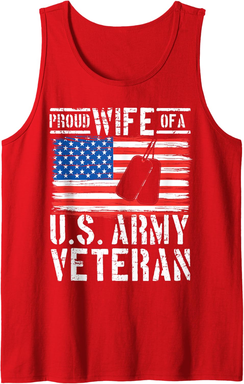 Proud Wife of A U.S. Army Veteran Day US Flag Sleeveless Tank Top - Red