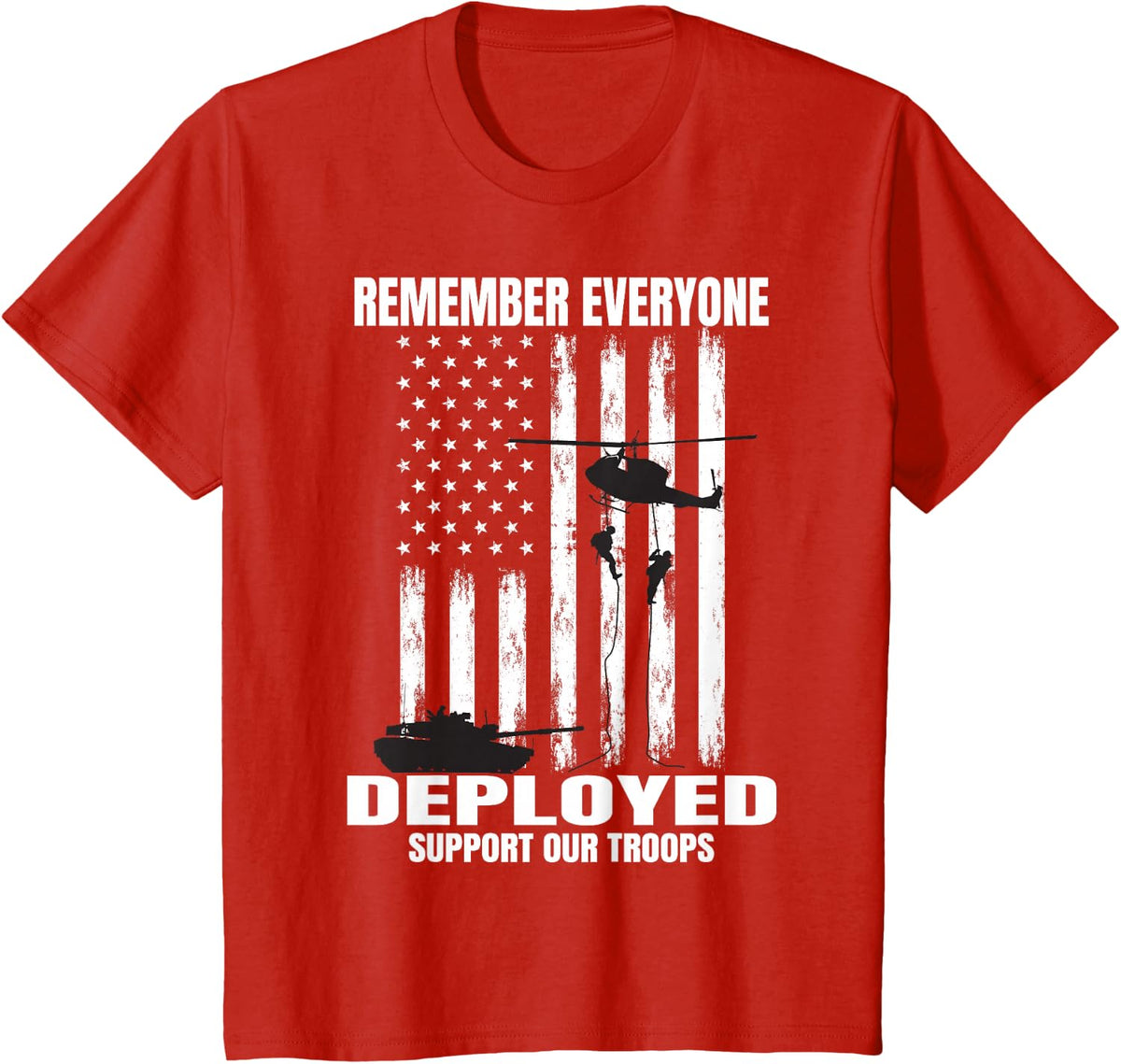 Red Fridays Military Support Remember Everyone Deployed Flag T-Shirt - Red