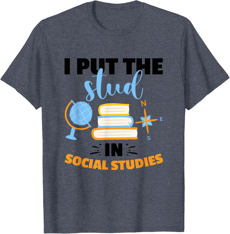 Social Studies Teacher World History Teacher T-Shirt for Men Women - Heather Blue