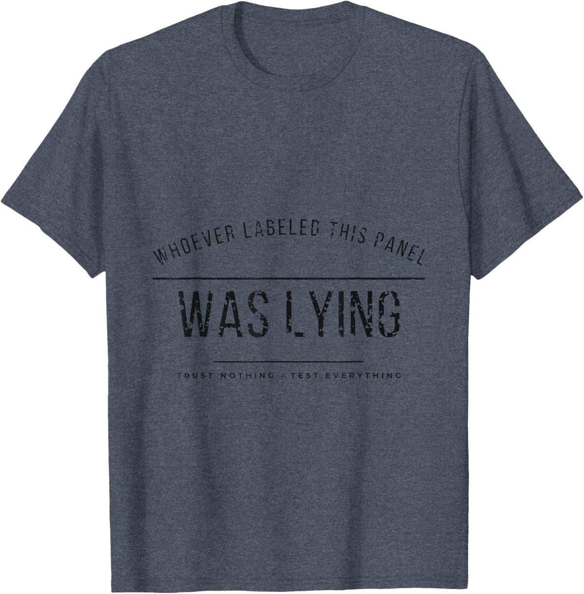 Whoever Labeled This Panel was Lying - Electrician Funny T-Shirt - Heather Blue