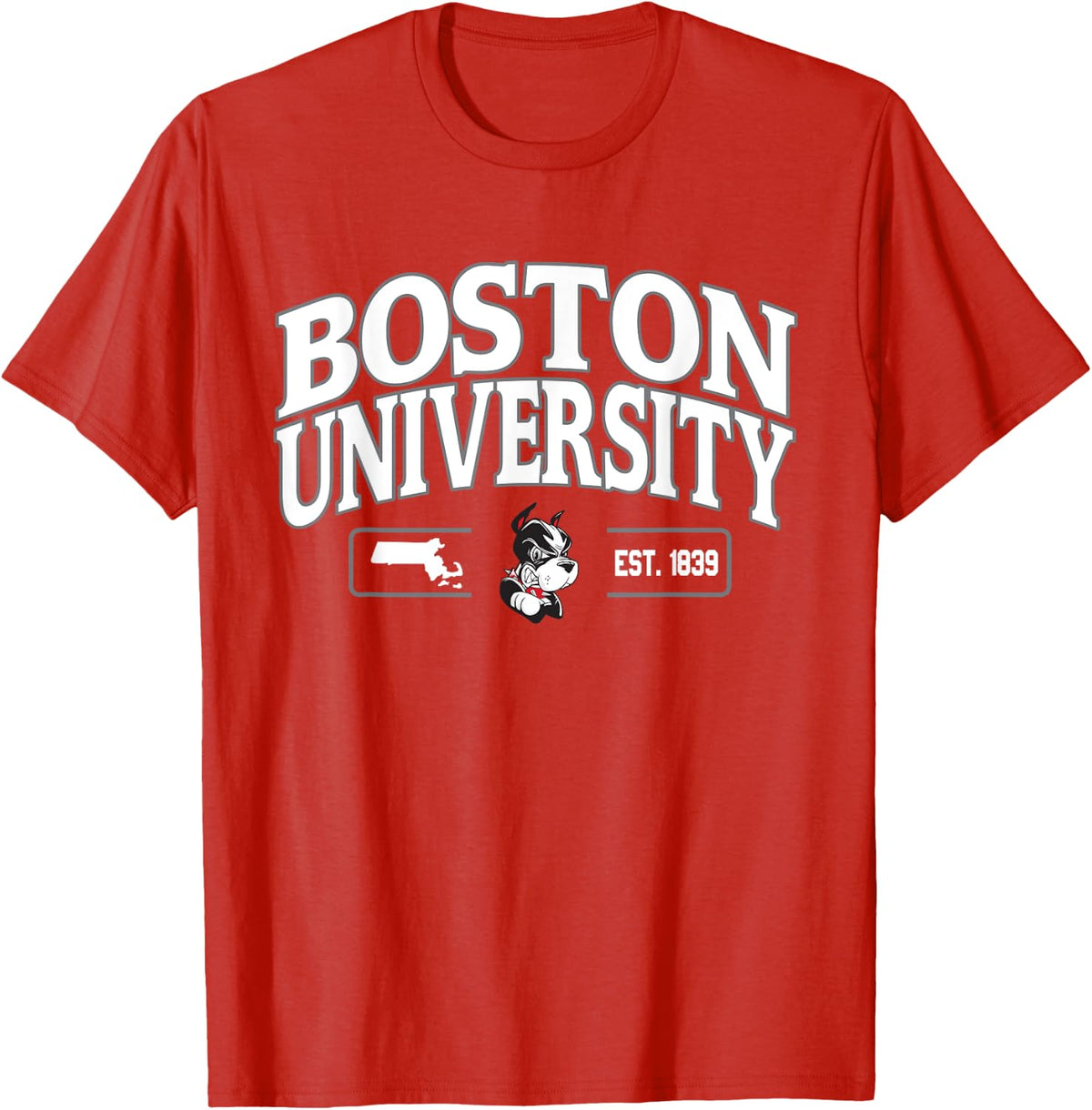 Boston Terriers Classic EST 1839 Arch Over Boston U T-Shirts and Tees for Men and Women - Red