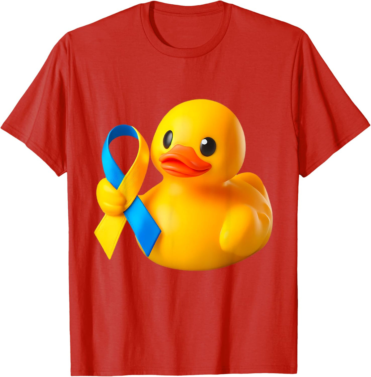 Rubber Duck Down's Syndrome Awareness Ducky Ribbon T-Shirt - Red