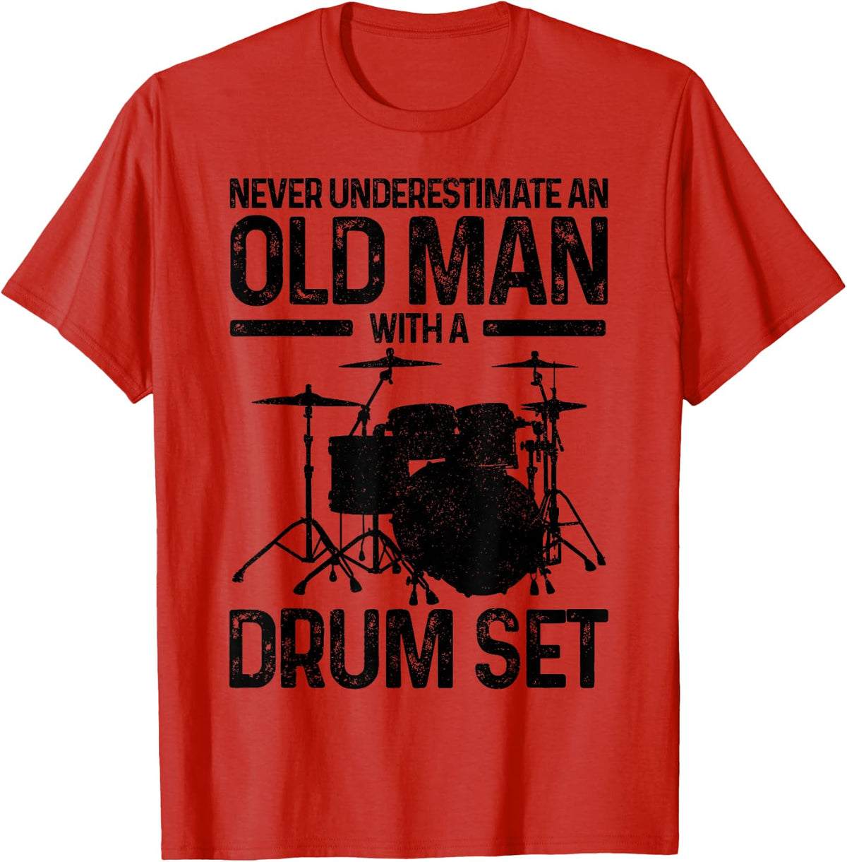 Drummer Drum Kit Vintage Drummer Funny Gift T-Shirt - Red