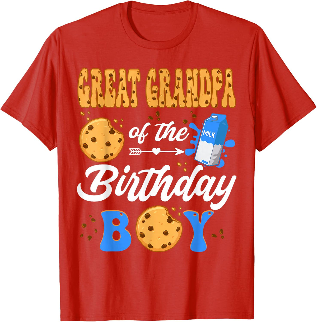 Great Grandpa Of The Birthday Boy Milk Cookies 1St Birthday T-Shirt - Red