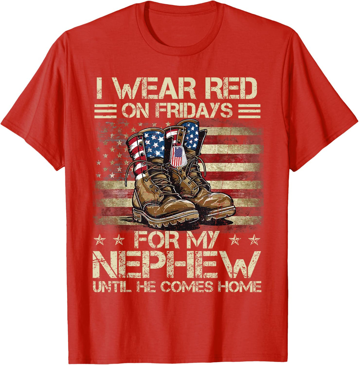 I Wear Red On Fridays for My Nephew US Family Matching T-Shirt - Red