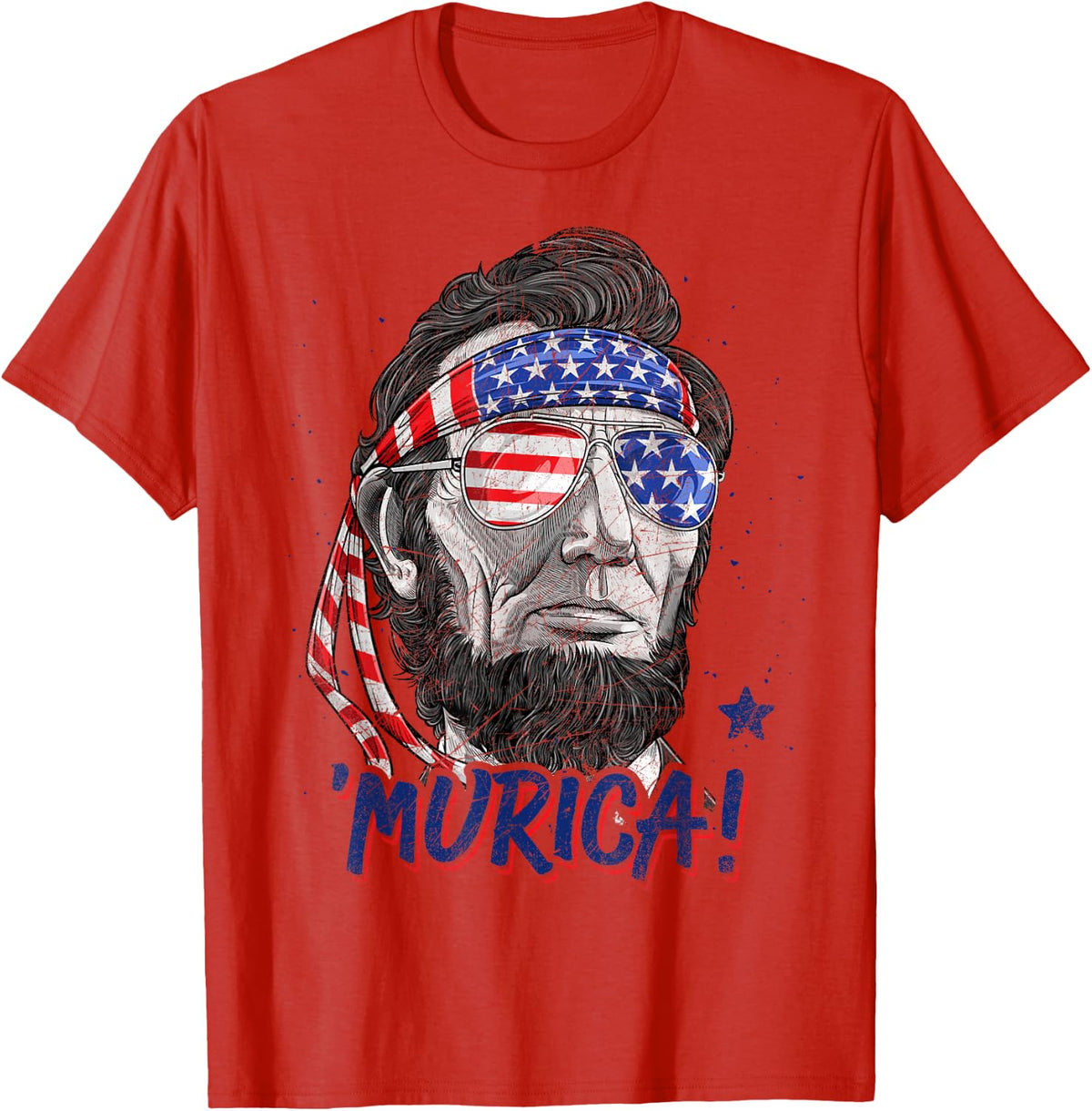 Abraham Lincoln 4th of July Murica Men Women American Flag T-Shirt - Red