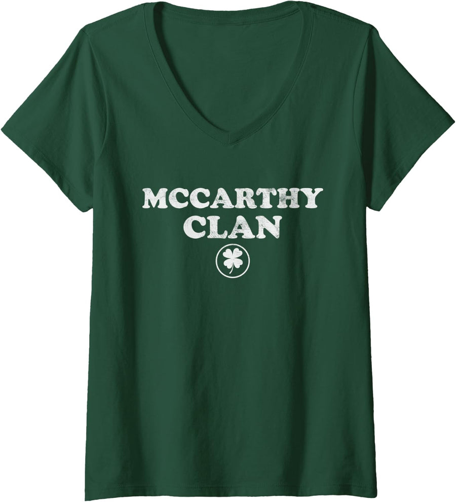 Womens McCarthy Clan - McCarthy Irish Family Name St Patricks Day V-Neck T-Shirt - Dark Green